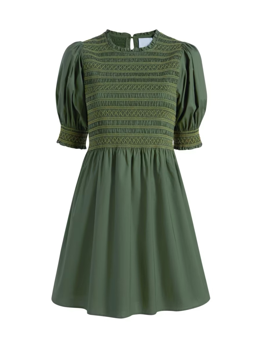 NWT Hill House Vivi Nap Dress Green Smocked Puff Sleeve Size XS
